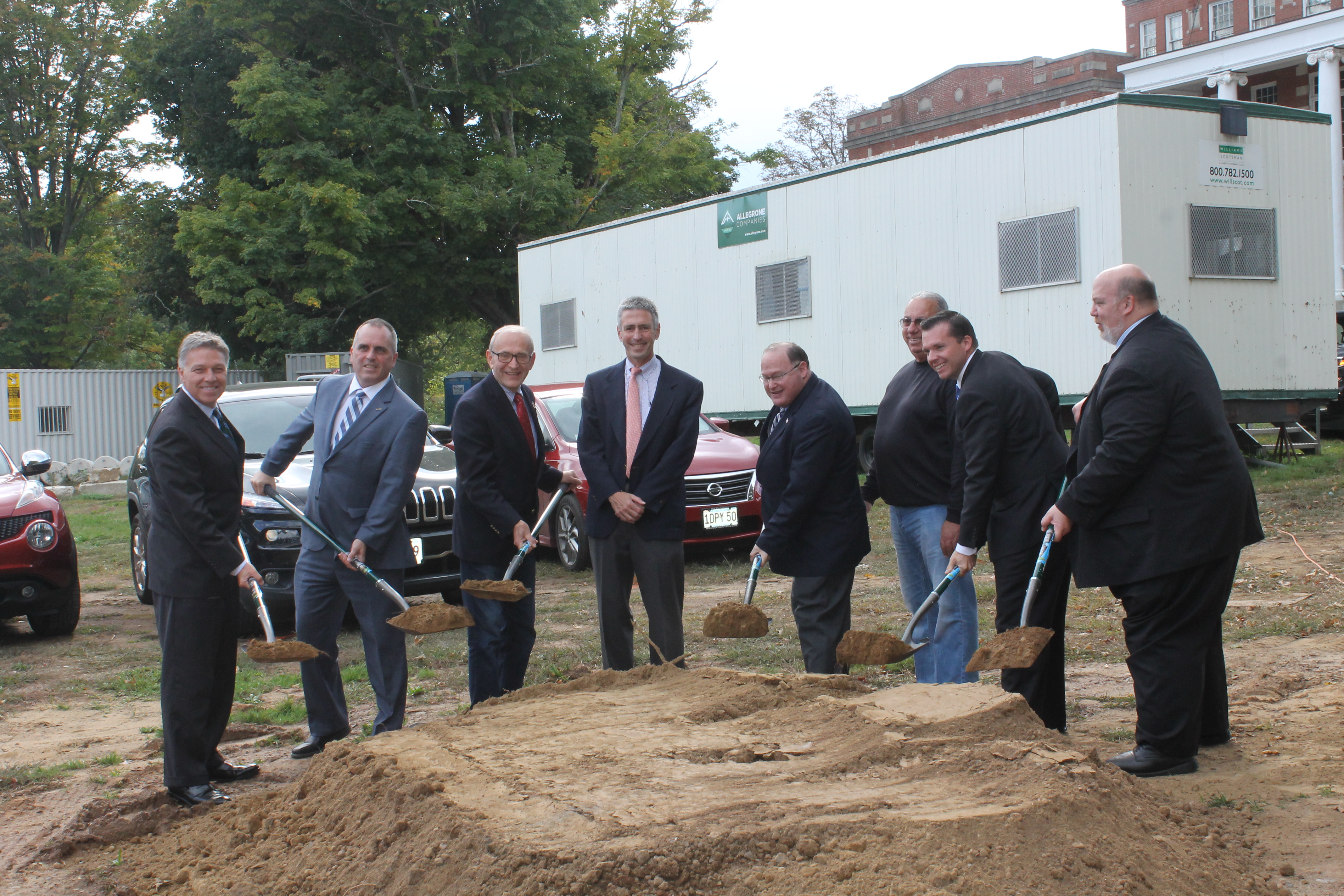 Left to Right: Girard "Jerry" Sargent of Citizens Bank, Bruce Buckley of Soldier On, Agawam City Councilor George Bitzas, Bruce Sorota of Stratford Capital Group, Mayor Richard Cohen, Agawam City Councilor Robert Rossi, State Representative Nicholas Boldyga, State Senator Don Humason